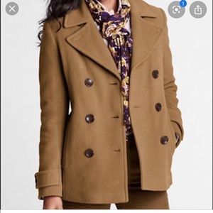 Premium Lands’ End Camel Peacoat Size 6 NWOT